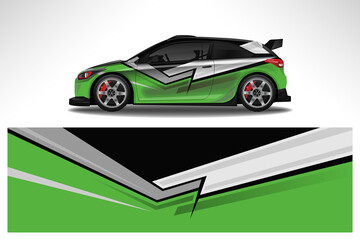 Plakat Wrap car vector design decal. Graphic abstract line racing background design for vehicle, race car, rally, adventure livery camouflage.