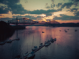 sunset over the bridge