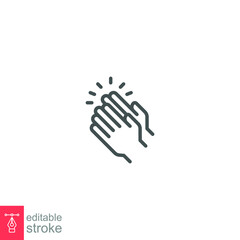 Obraz premium Applause glyph icon. Clapping Hands Cheers. Celebration hand gesture. Audience slam. Applauding or ovation applause gesture. Editable stroke. Vector illustration. Design on white background. EPS 10