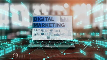 Digital Marketing Technology Solution for Online Business conceptual - Graphic interface showing...