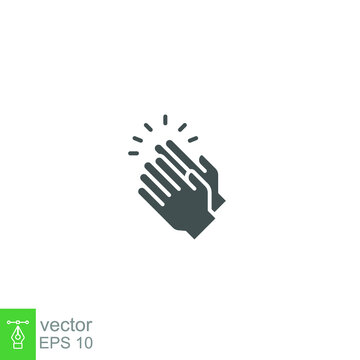 Applause glyph icon. Clapping Hands Cheers slap. Celebration hand gesture. Audience slam. Applauding or ovation applause gesture making noise. Vector illustration. Design on white background. EPS 10