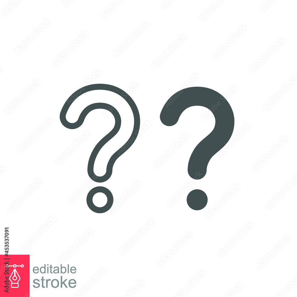 Poster question line and glyph icon. information help center symbol. problem sign in outline and flat style