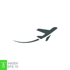 Airplane symbol line and glyph icon. Plane flight route, tickets air fly travel takeoff silhouette element symbol. Aircraft Transportation. Vector illustration. design on white background. EPS 10