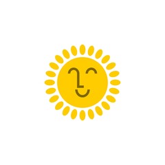 illustration of a sun with a smiling face. fun illustration with a children theme.