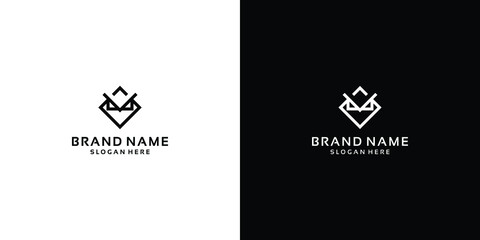 geometric owl logo template design