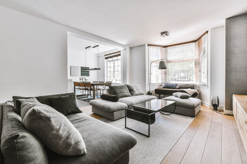 Elegant and spacious living room with beautiful furniture