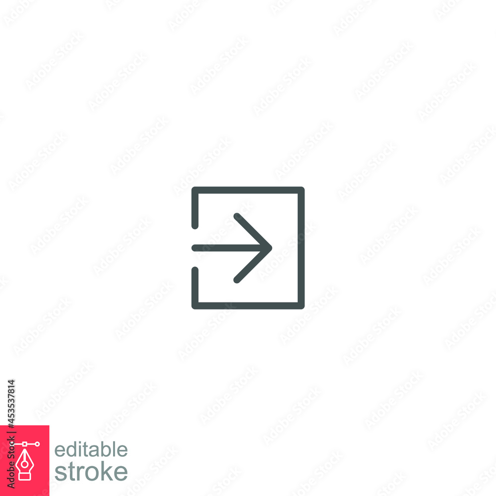 Aufkleber log in line icon. login square arrow simple sign for website and mobile app. approach symbol, entry 
