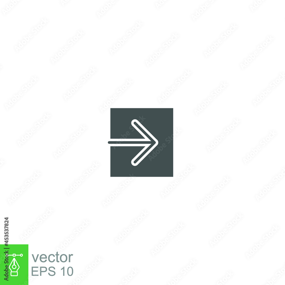 Poster log in glyph icon. login square arrow simple sign for website and mobile app. approach symbol, entry