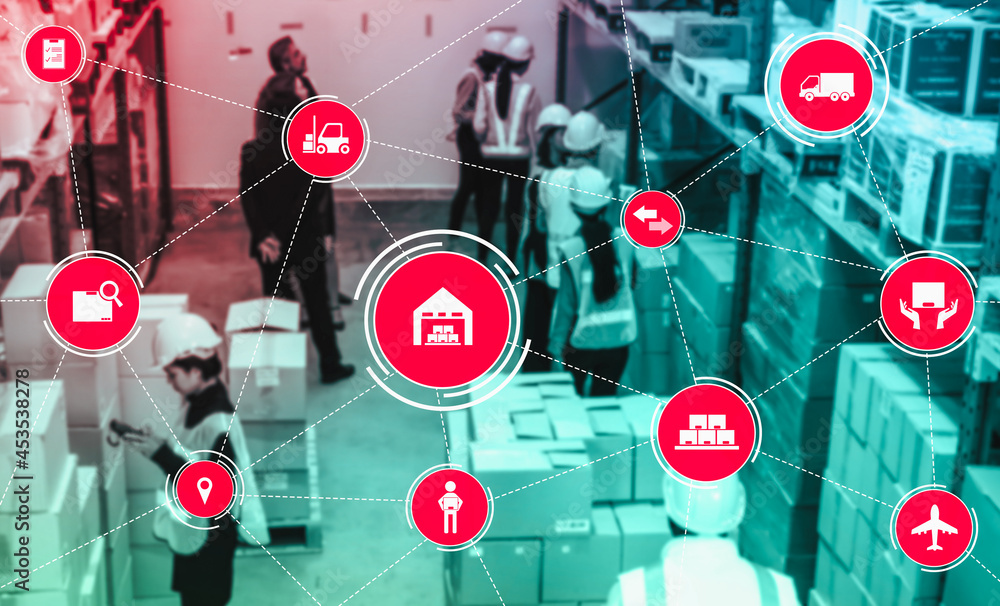 Poster smart warehouse management system with innovative internet of things technology to identify package 
