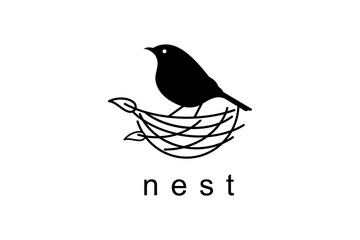 Nest Bird logo design symbol vector template
