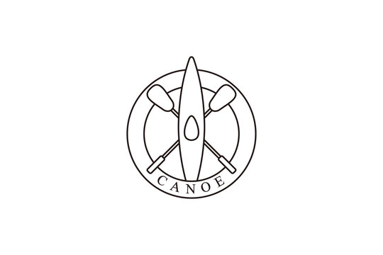 Canoe Logo Design Template with line art style design