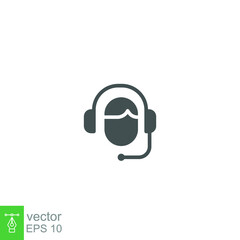 Customer help solid icon. Headphones Logo, Headset as Call center company, costumer service support agent for web business card mobile app vector illustration design on white background, EPS 10