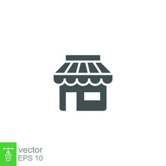 Store solid icon. simple Market building, local shop station logo. open Supermarket sign for website and mobile app. Editable stroke vector illustration design on white background. EPS 10