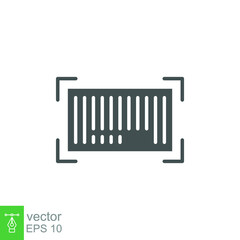 Barcode solid icon. Realistic Black bar code verifying Sign shopping. Barcode Scanner digital Laser strip mark for scan product. Editable stroke vector illustration design on white background. EPS 10