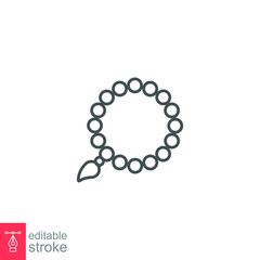 Islamic rosary bead icon. Islam Prayer beads for muslim pray. Tasbih, zikir, dua, fasting ramadan. religious accessory tassel. Editable stroke Vector illustration Design on white background EPS 10