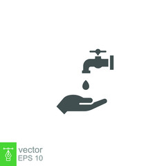 Ablution or washing hand icon. islamic wudu sign of religion collection. arabic and prayer, Glyph style for ramadan, fasting and iftar concept. Vector illustration design on white background. EPS 10