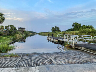 Sunset at the swamp boat ramp