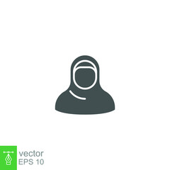 Female with hijab avatar icon.  Muslim woman profil. Girl with scarf logo. Islamic arabic style. Islam fashion. Vector illustration design on white background. EPS 10