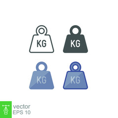 Weight heavy kg icon. Dumbbell Simple KG kilogram Scale. Heavy mass for exercise element Gym business. Solid, flat, filled, outline style. vector illustration design on white background. EPS 10
