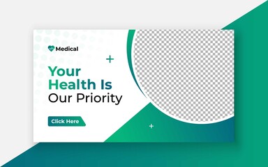 Medical healthcare youtube thumbnail and web banner template.Editable video thumbnail template