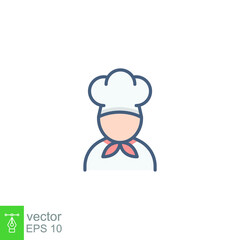 chef icon, cook, logo, outline style. Chef in a cooking hat. Kitchen and restaurant serving concept for topics like catering food service. Vector illustration. design on white background. EPS 10
