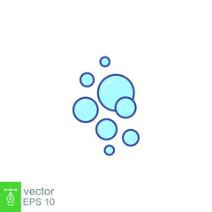 Bubble icon filled outline style. Clear water splash. Soap foam, fizzy drink, oxygen bubble pictogram symbol. Fresh aqua drop for wet symbol. Vector illustration design on white background. EPS 10
