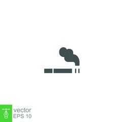 smoking icon solid style. Cigarette  for smoke area ban logo. tobacco and cigar is allowed zone warning. Vector illustration. design on white background. EPS 10