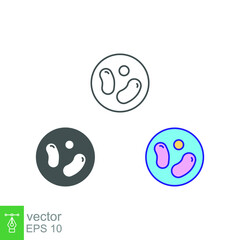 Probiotic icon filled, solid outline style. Healthy nutrition ingredient for therapeutic. Bacteria logo for health food and drink package label. Vector illustration. Design on white background. EPS 10