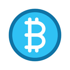 Illustration vector graphic icon of Bitcoin currency. Filled line style icon. Vector illustration isolated on white background. Perfect for website or application design.