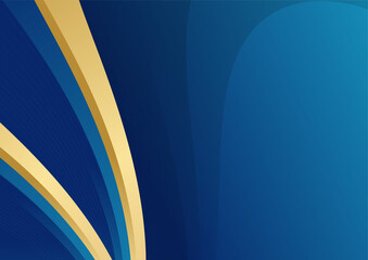 Luxury dark blue overlap dimension background on metal pattern. Colorful golden glitters halftone texture with shiny realistic golden elements. Modern vector design template.