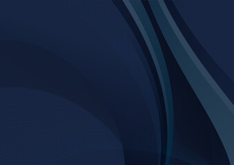 Abstract blue background in dark navy blue colors with layers of grey wave shapes in transparent design and space for text
