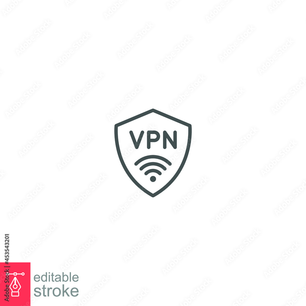 Aufkleber vpn icon. virtual private network internet security. simple shield with protection wi-fi. active saf