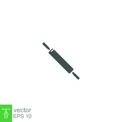 rolling pin icon, baker icon. dough flour Wooden rolling pin plunger.  Kitchen appliance utensil symbol for cooking food and bakery. Solid style vector illustration design on white background EPS 10