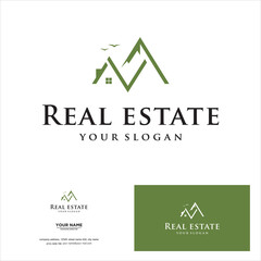 creative simple logo design mountain home