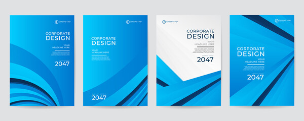 Modern blue brochure template flyer background for business design. Creative colorful minimalistic covers, templates, posters, placards, brochures, banners, flyers and etc. Abstract geometric wave