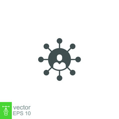 networking icon. Sharing global business network logo structure  Element. Hub businessman team connection. teamwork share interaction solid style. vector illustration design on white background EPS 10