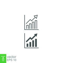 business growth icon. Histogram growing analysis. business statistics progress chart. profit increase diagram presentation. line and solid style. vector illustration design on white background. EPS 10