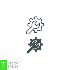 maintenance icon. web setting line and solid style. Service Tools with gear and wrench for service setup logo. setting engineering mechanical sign vector illustration design on white background EPS 10