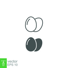 egg icon. line and solid style. organic animal protein nutrition for breakfast. fresh eggshell simple logo. Two eggs food.  vector illustration. design on white background. EPS 10