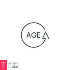 age icon. word age in circular arrows pointer logo signs and symbols can be used for web, logo, mobile app. outline style editable stroke. Vector illustration. design on white background. EPS 10
