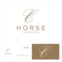 creative simple logo design letter C  horse