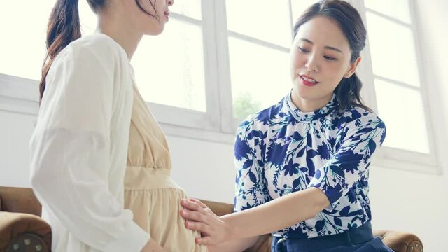 会話する妊婦と女性　マタニティーイメージ