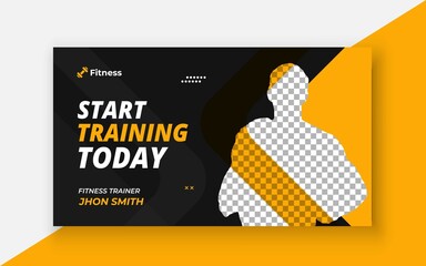 Fitness gym youtube thumbnail and web banner