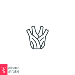 Fototapeta premium Fennel root icon. Fresh nature bulb, Organic healthy vegetable food. Spicy herbs and spices for natural. outline style. editable stroke. vector illustration. design on white background. EPS 10