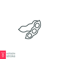 soybeans icon. nature vegetable food. Soybean seeds For soy milk for health. soya bean plant for food apps web. editable stroke outline style. vector illustration design on white background EPS 10