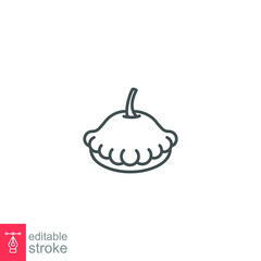 pattypan squash icon. fresh organic nature vegetable food.  patisson summer vegetable. ripe raw green veggie small editable stroke. outline style vector illustration design on white background. EPS 10