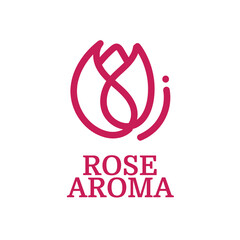 pink rose beauty flower logo concept design illustration