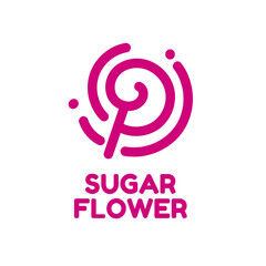 pink rose beauty sugar candy flower logo concept design illustration