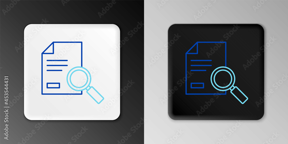 Poster line document with search icon isolated on grey background. file and magnifying glass icon. analytic