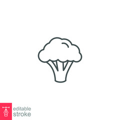 Broccoli icon. Nature vegetable organic food nutrition. Fresh healthy garden harvest. cabbage, cauliflower editable stroke outline style pictogram vector illustration design on white background EPS 10